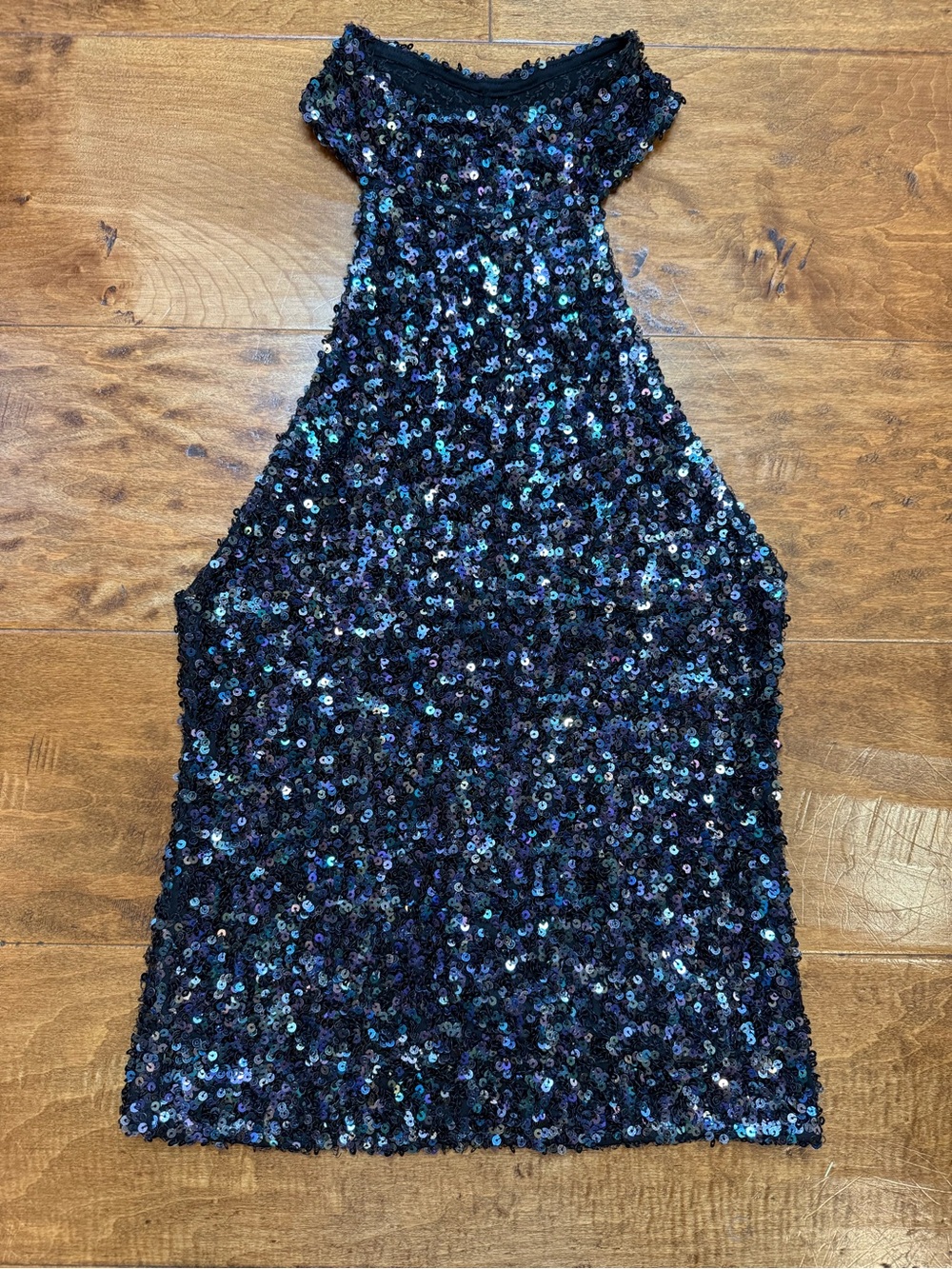 Free People Intimately Black Iridescent Sequin Halter Tank Top S